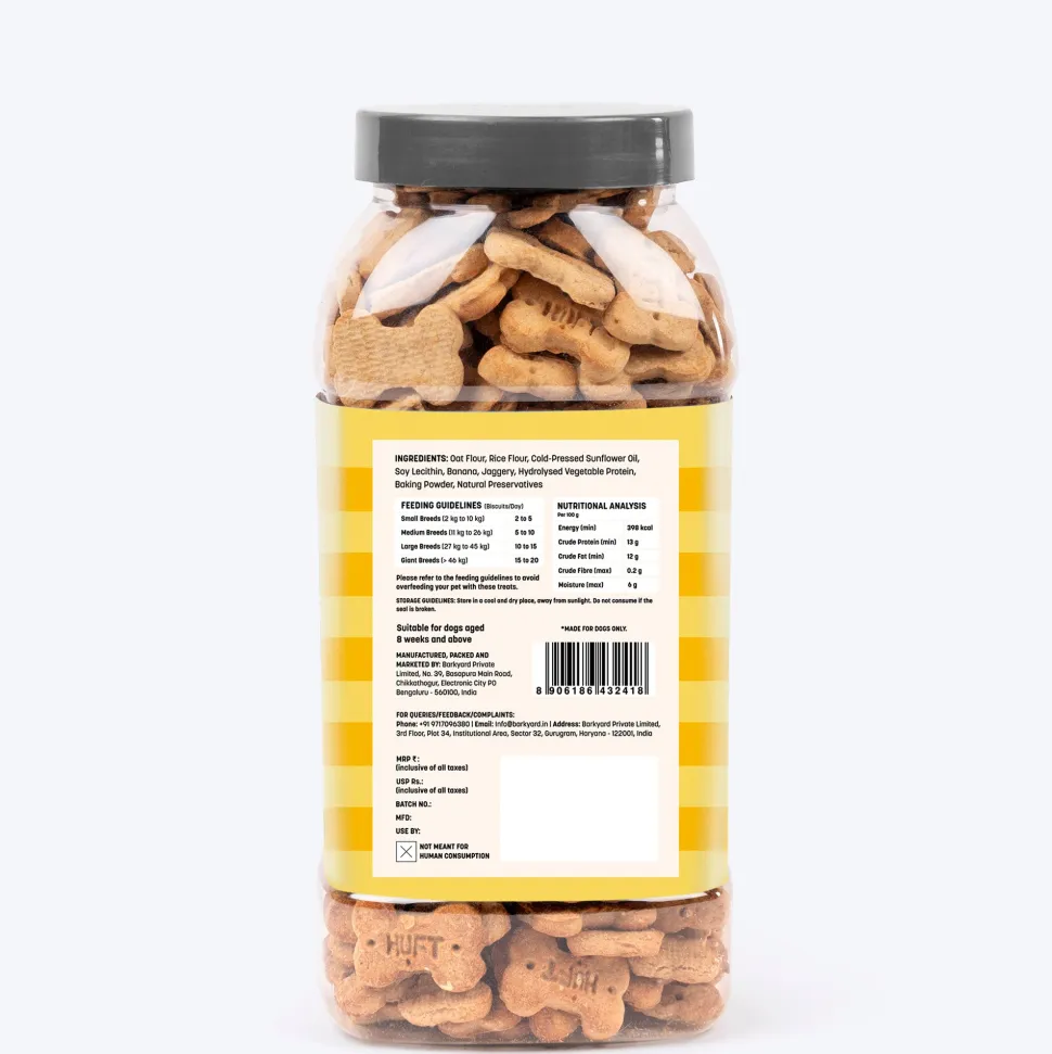 HUFT Yummy In My Tummy Banana & Oats Gluten-Free Biscuits - 800 gm (Best Before September'26