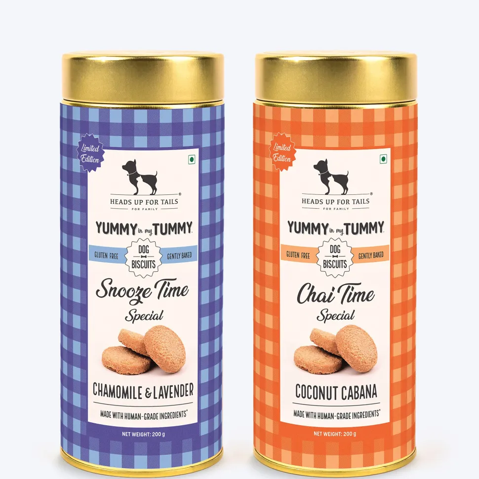 HUFT Yummy In My Tummy Snooze Time & Chai Time Gluten Free Dog Biscuits Combo - Pack of 2 (200 gm x 2)