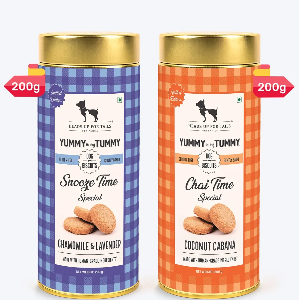 HUFT Yummy In My Tummy Snooze Time & Chai Time Gluten Free Dog Biscuits Combo - Pack of 2 (200 gm x 2)
