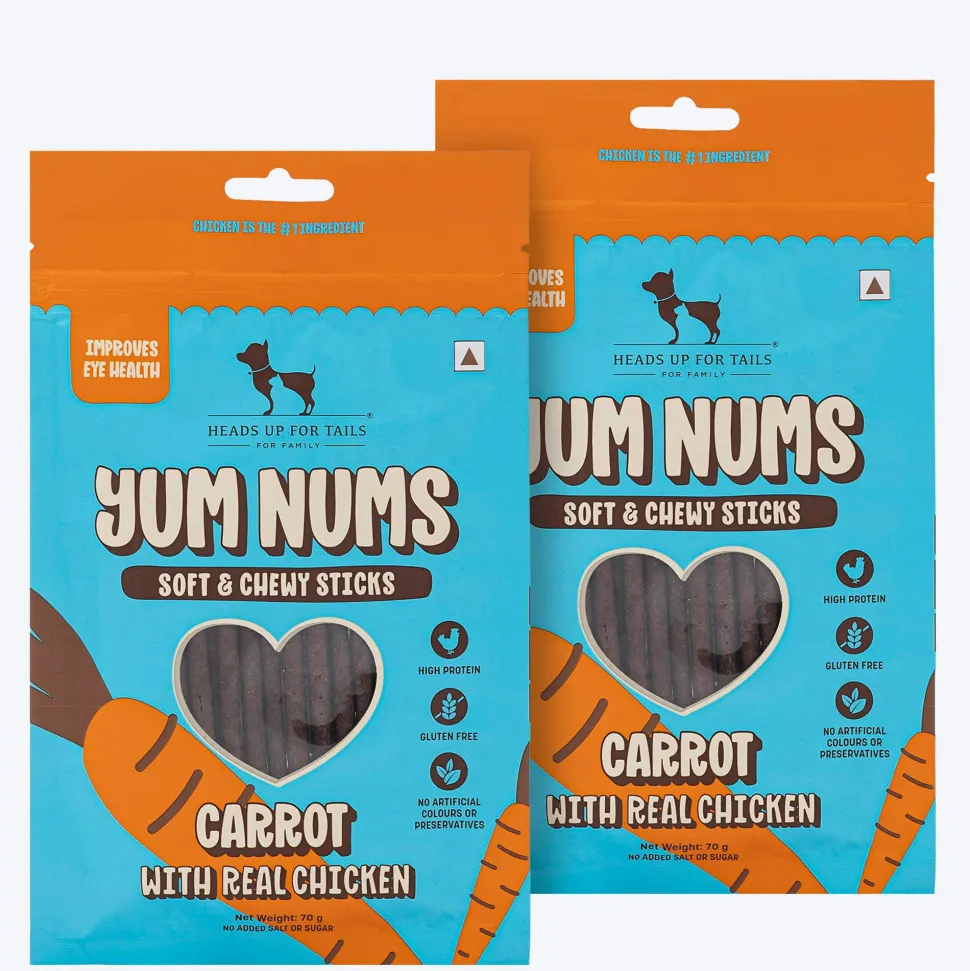 HUFT Yum Nums Dog Treats Soft & Chewy Sticks Carrot With Real Chicken