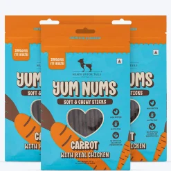 HUFT Yum Nums Dog Treats Soft & Chewy Sticks Carrot With Real Chicken