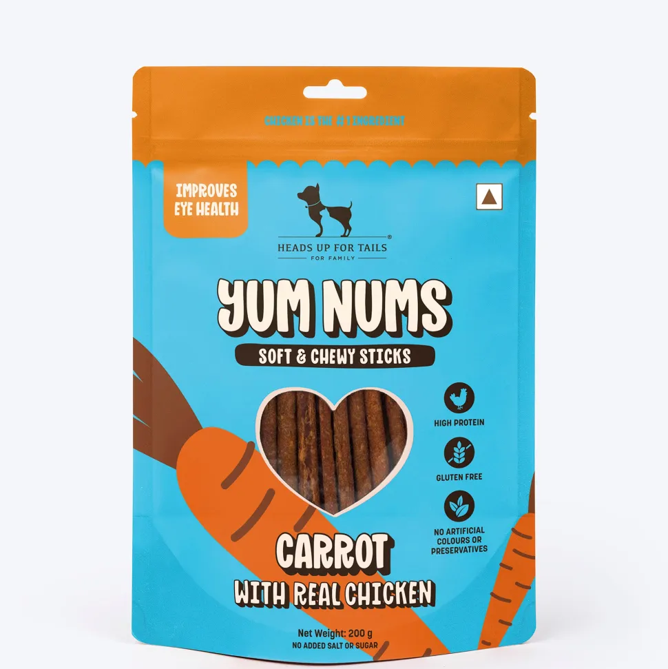 HUFT Yum Nums Dog Treats Soft & Chewy Sticks Carrot With Real Chicken