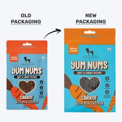 HUFT Yum Nums Dog Treats Soft & Chewy Sticks Carrot With Real Chicken