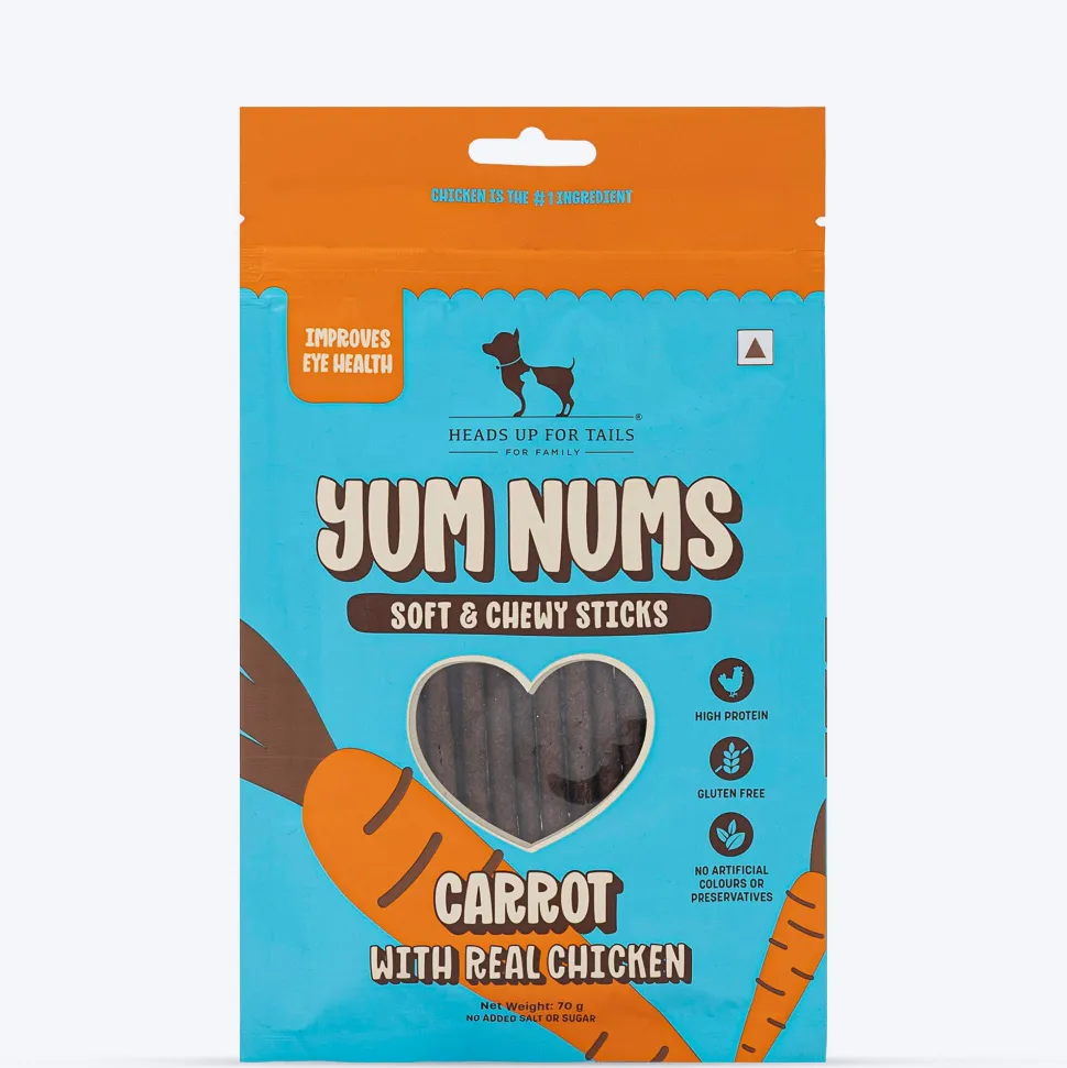 HUFT Yum Nums Dog Treats Soft & Chewy Sticks Carrot With Real Chicken