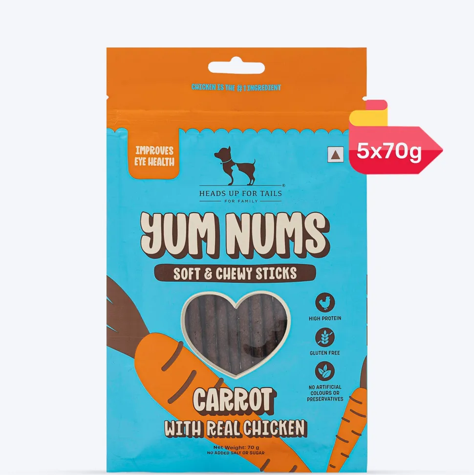 HUFT Yum Nums Dog Treats Soft & Chewy Sticks Carrot With Real Chicken