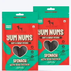 HUFT Yum Nums Dog Treats Soft & Chewy Sticks Spinach With Real Chicken - 70 gm