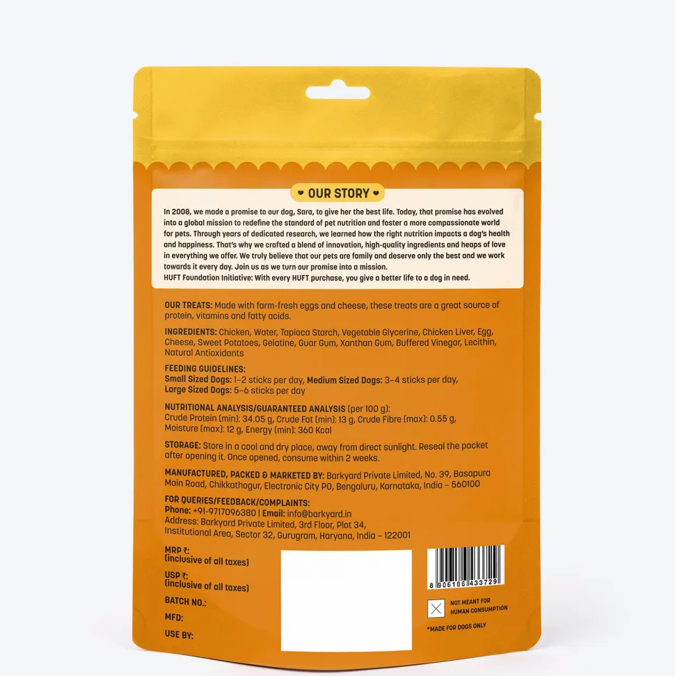 HUFT Yum Nums Soft & Chewy Pieces Egg & Cheese With Real Chicken Treat For Dogs