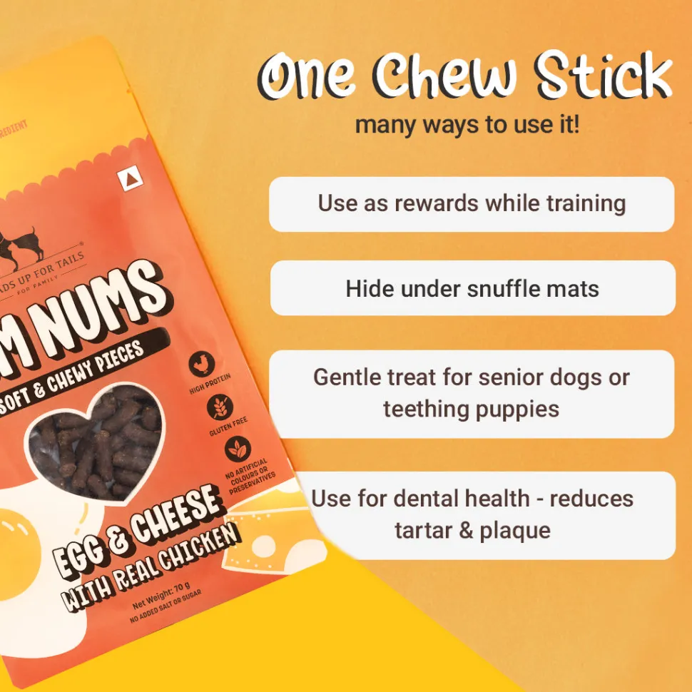 HUFT Yum Nums Soft & Chewy Pieces Egg & Cheese With Real Chicken Treat For Dogs