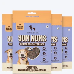 HUFT Yum Nums Soft & Chewy Senior Dog Treats - Chicken, Blueberries & Ashwagandha - 70 gm