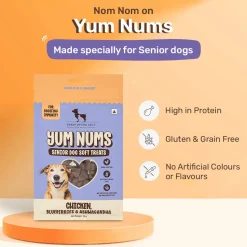 HUFT Yum Nums Soft & Chewy Senior Dog Treats - Chicken, Blueberries & Ashwagandha - 70 gm