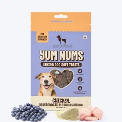 HUFT Yum Nums Soft & Chewy Senior Dog Treats - Chicken, Blueberries & Ashwagandha - 70 gm