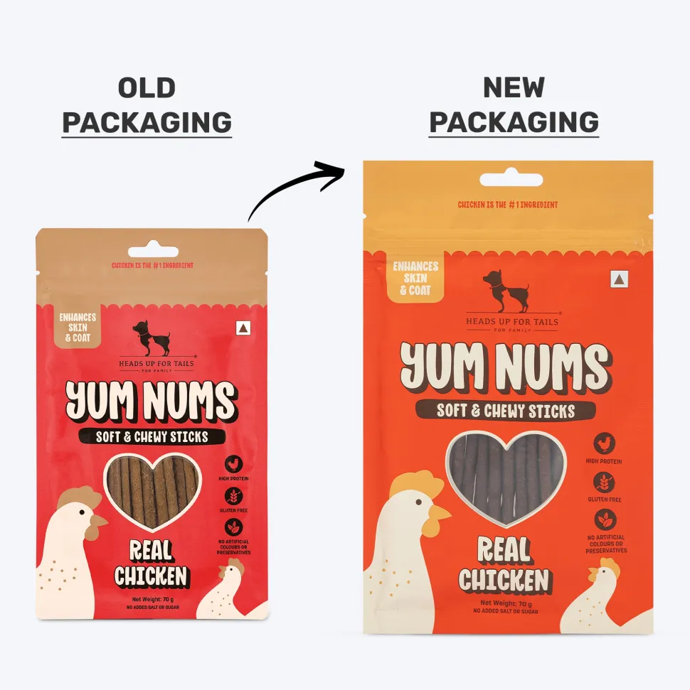 HUFT Yum Nums Soft & Chewy Sticks Real Chicken Treat For Dogs