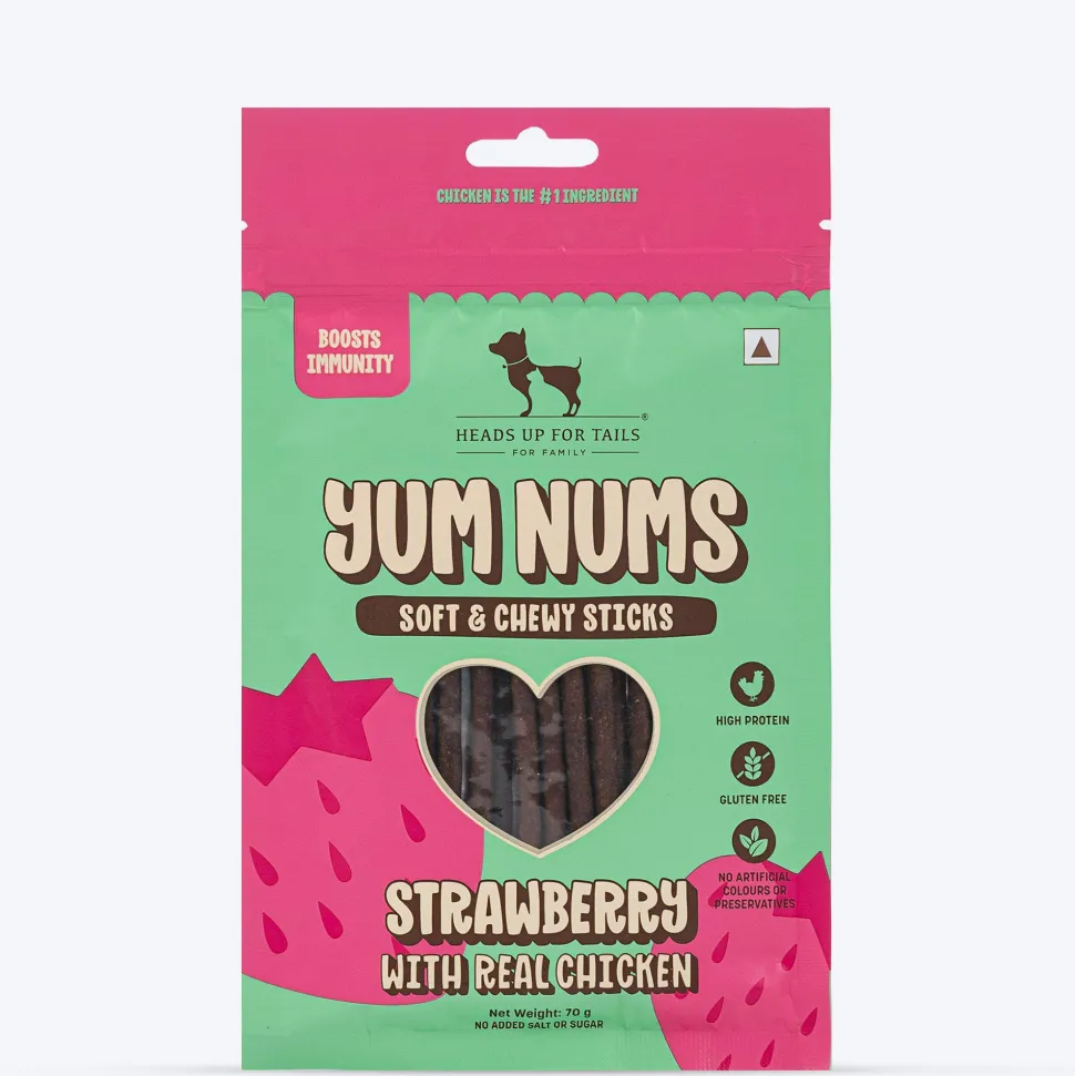 HUFT Yum Nums Soft & Chewy Sticks Strawberry with Real Chicken Treat For Dogs