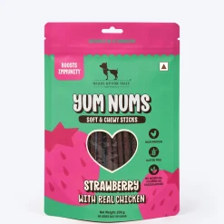 HUFT Yum Nums Soft & Chewy Sticks Strawberry with Real Chicken Treat For Dogs