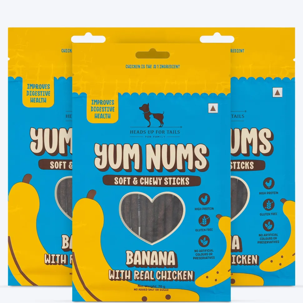 HUFT Yum Nums Soft & Chewy Sticks Banana with Real Chicken Treat For Dogs - 70 g