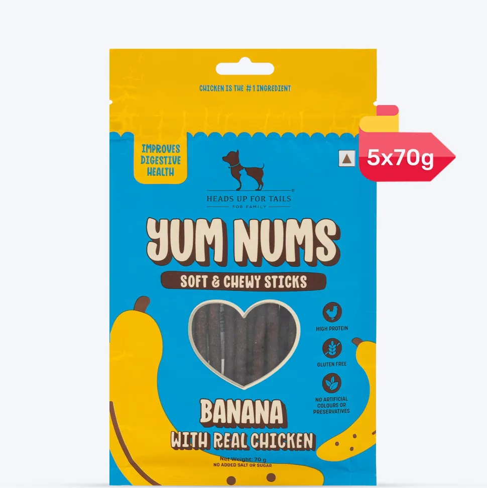 HUFT Yum Nums Soft & Chewy Sticks Banana with Real Chicken Treat For Dogs - 70 g