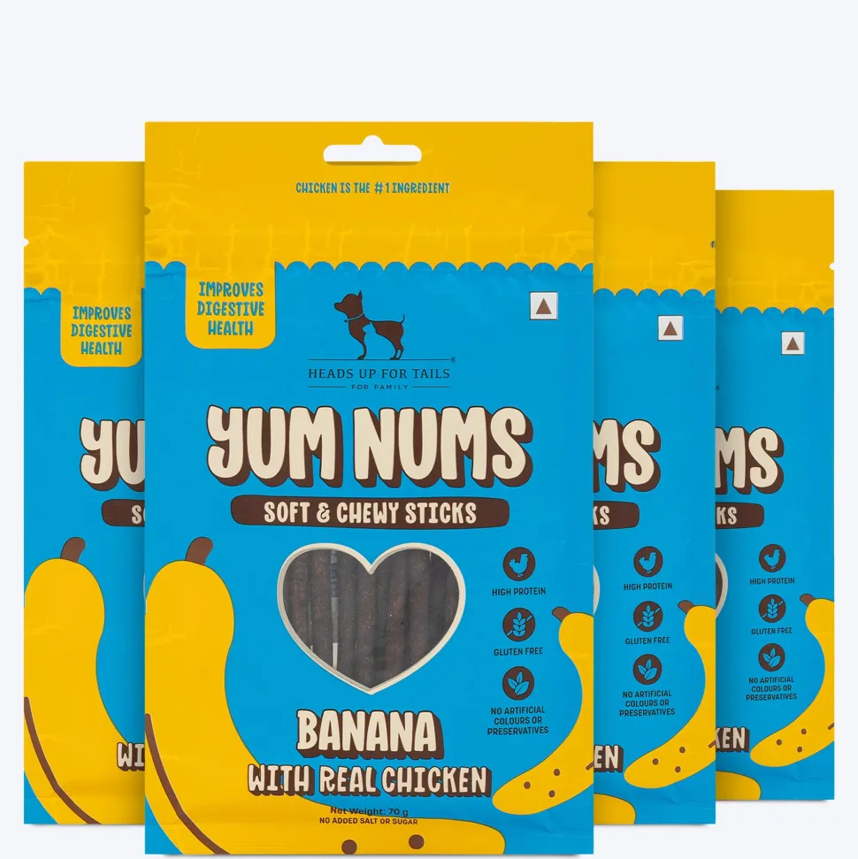 HUFT Yum Nums Soft & Chewy Sticks Banana with Real Chicken Treat For Dogs - 70 g