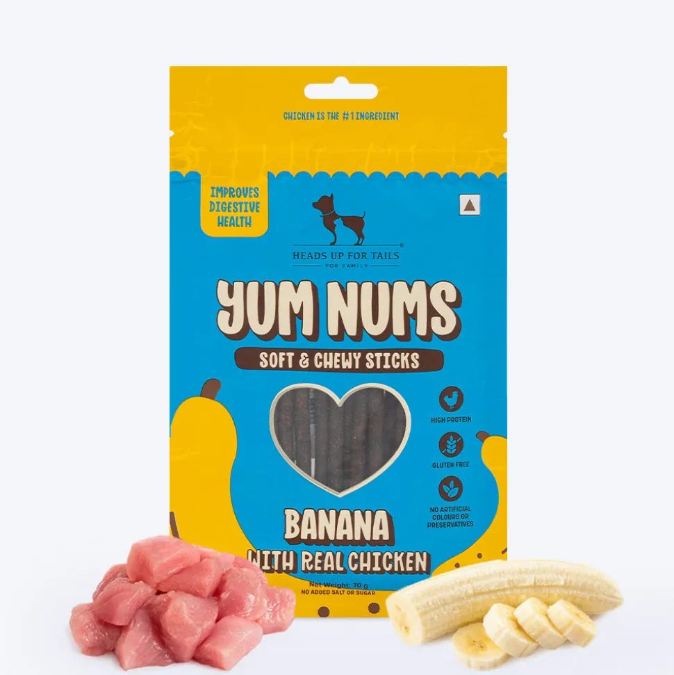 HUFT Yum Nums Soft & Chewy Sticks Banana with Real Chicken Treat For Dogs - 70 g