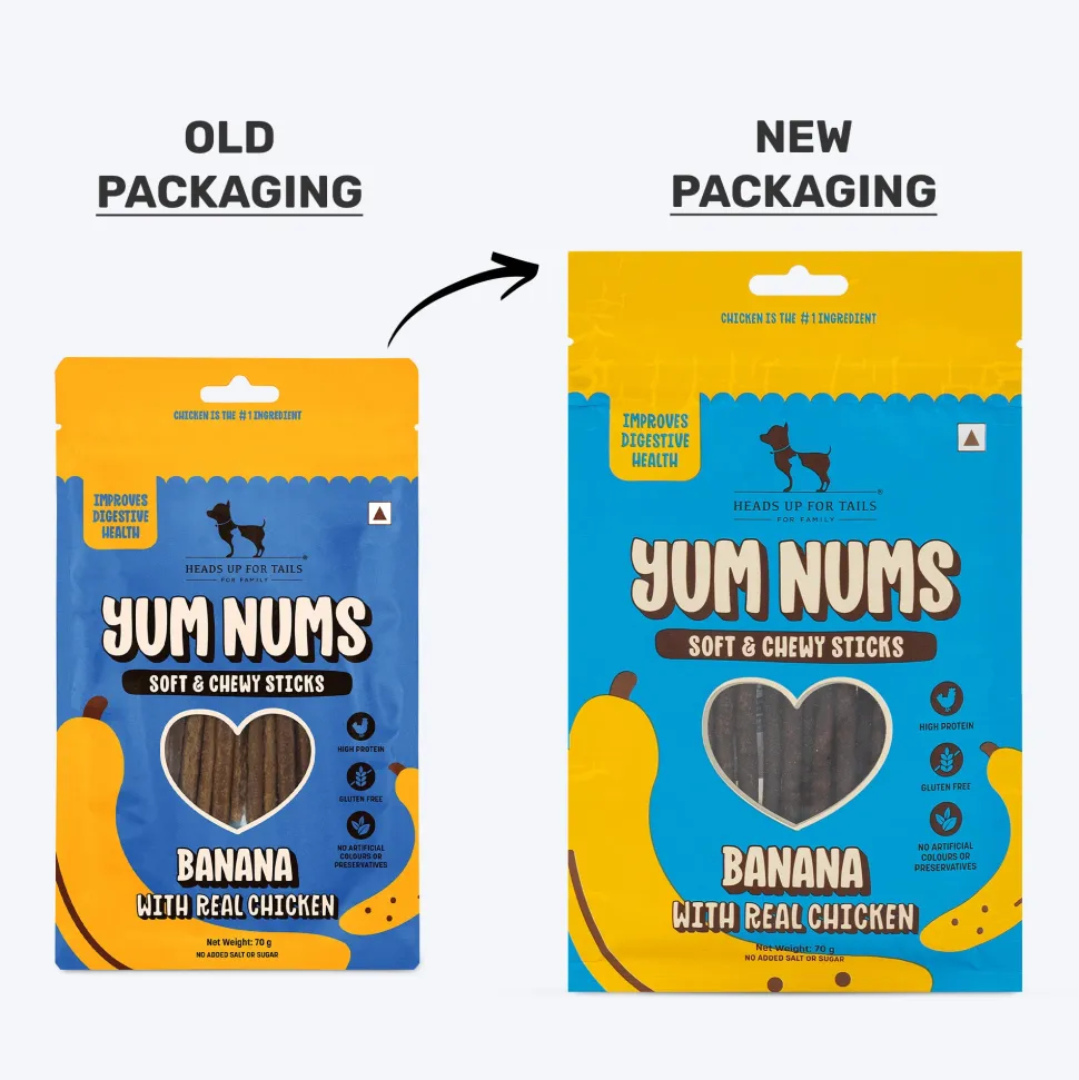 HUFT Yum Nums Soft & Chewy Sticks Banana with Real Chicken Treat For Dogs - 70 g