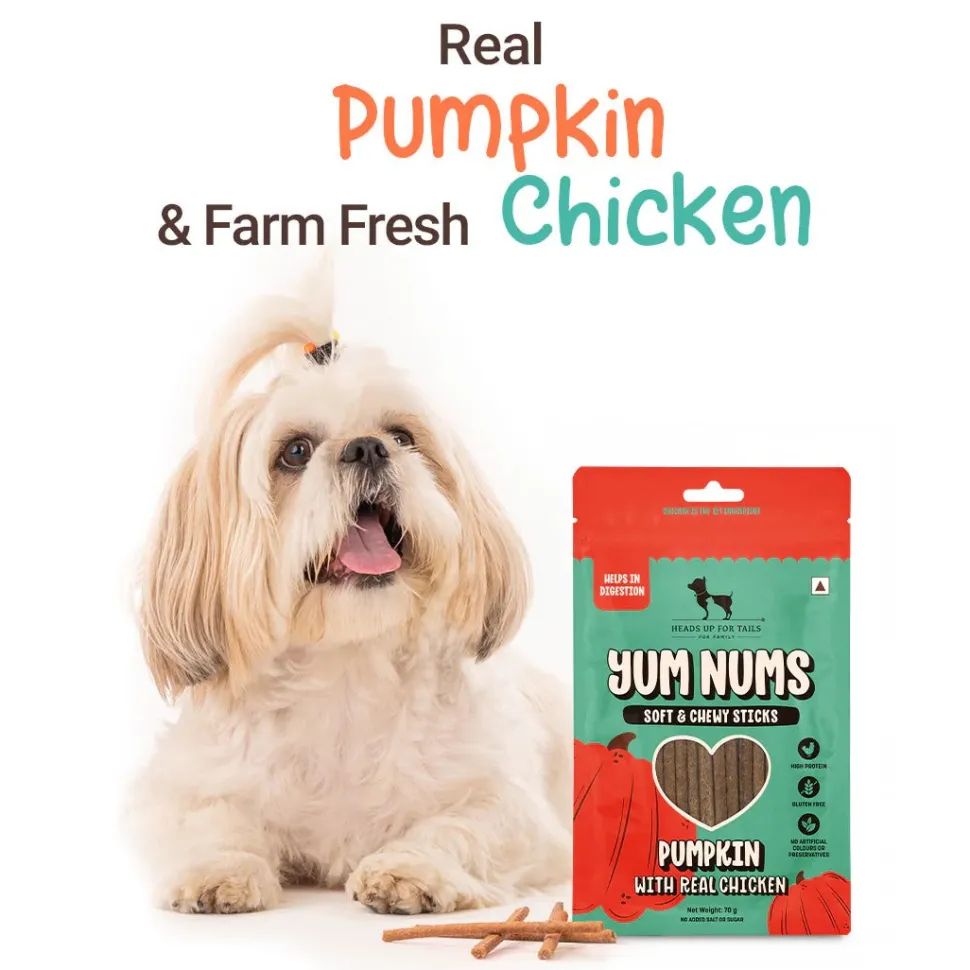 HUFT Yum Nums Soft & Chewy Sticks Pumpkin with Real Chicken Treat For Dogs - 70 g