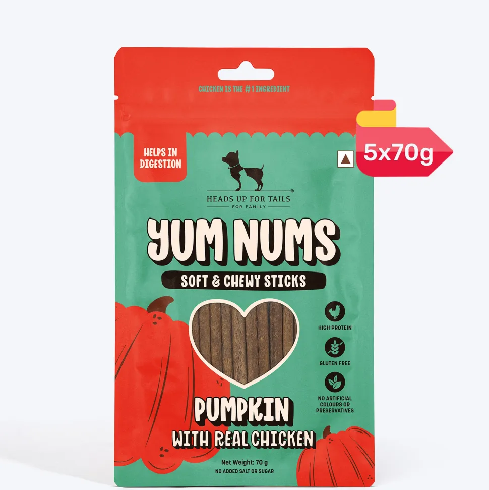 HUFT Yum Nums Soft & Chewy Sticks Pumpkin with Real Chicken Treat For Dogs - 70 g