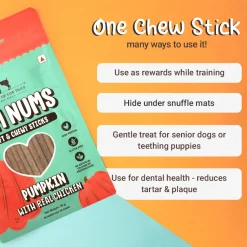 HUFT Yum Nums Soft & Chewy Sticks Pumpkin with Real Chicken Treat For Dogs - 70 g