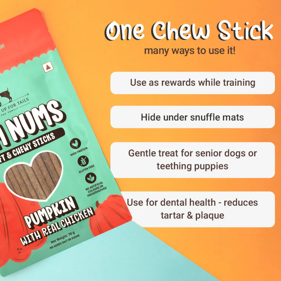 HUFT Yum Nums Soft & Chewy Sticks Pumpkin with Real Chicken Treat For Dogs - 70 g
