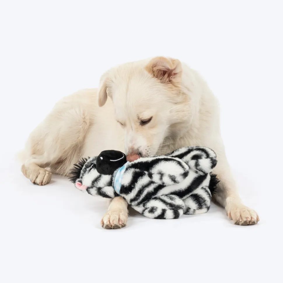 HUFT Zebra Zoom Plush Toy For Dog - Black & White