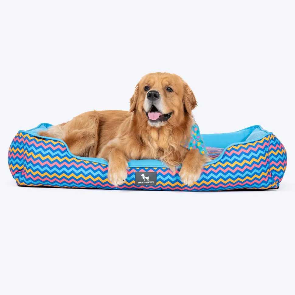 HUFT Zig - Zag Wag Lounger Dog Bed - Blue