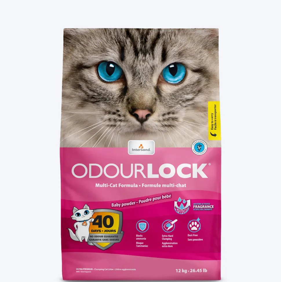 Intersand Odourlock Multi Cat Formula Clumpable Cat Litter Baby Powder - 12 kg
