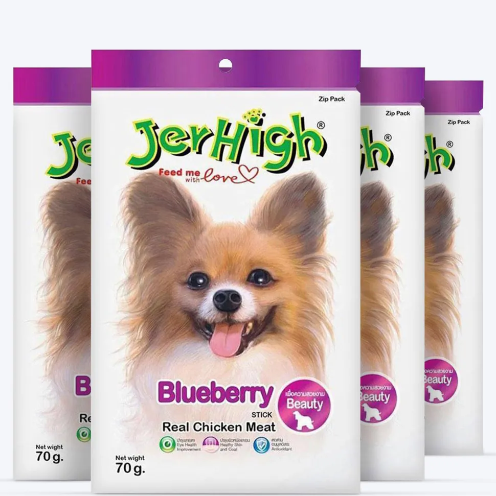 JerHigh Blueberry Stick Dog Treats with Real Chicken Meat - 70 g