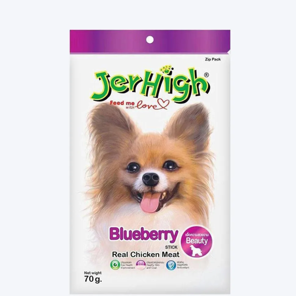 JerHigh Blueberry Stick Dog Treats with Real Chicken Meat - 70 g