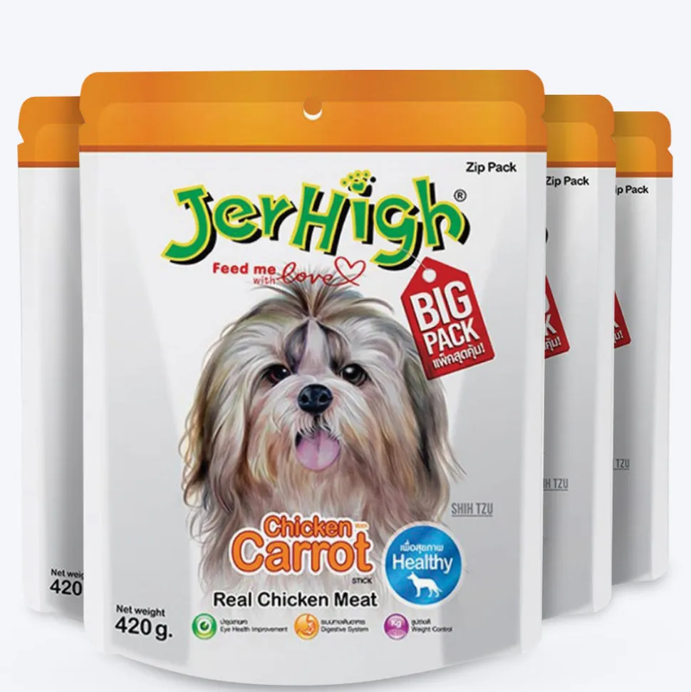 JerHigh Carrot Stick Dog Treat with Real Chicken Meat