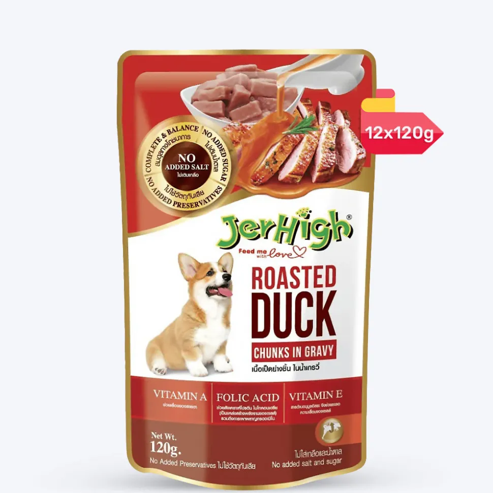 JerHigh Roasted Duck in Gravy Wet Dog Food - 120 g packs