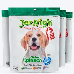 JerHigh Spinach Stick Dog Treats with Real Chicken Meat