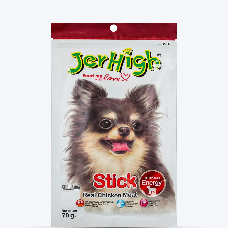 Jerhigh Stick Dog Treat Made with Real Chicken Meat