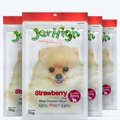 JerHigh Strawberry Stick Dog Treats with Real Chicken Meat