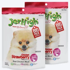 JerHigh Strawberry Stick Dog Treats with Real Chicken Meat