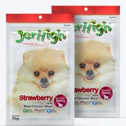 JerHigh Strawberry Stick Dog Treats with Real Chicken Meat