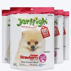 JerHigh Strawberry Stick Dog Treats with Real Chicken Meat