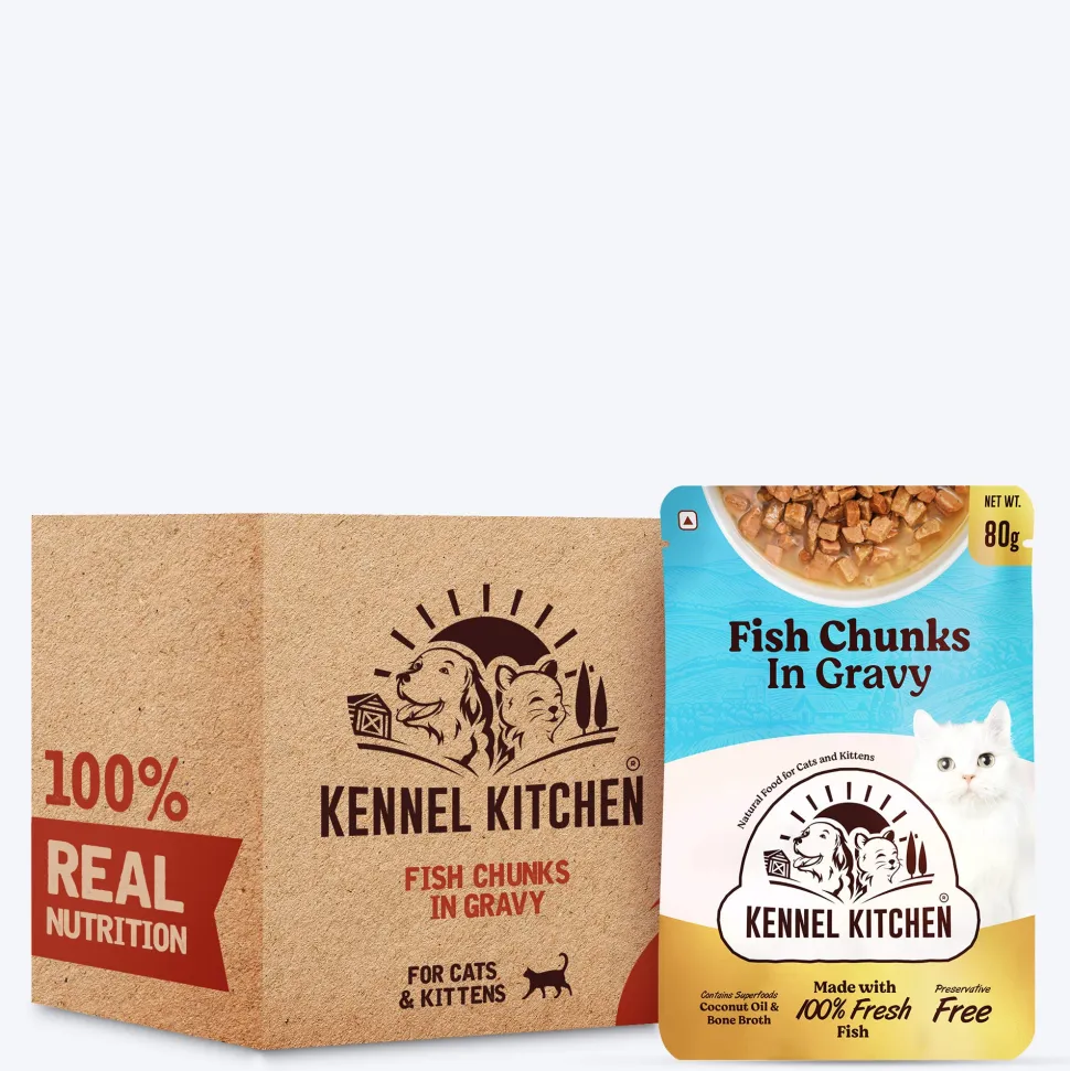 Kennel Kitchen Fish Chunks In Gravy Wet Cat Food - 80 g packs