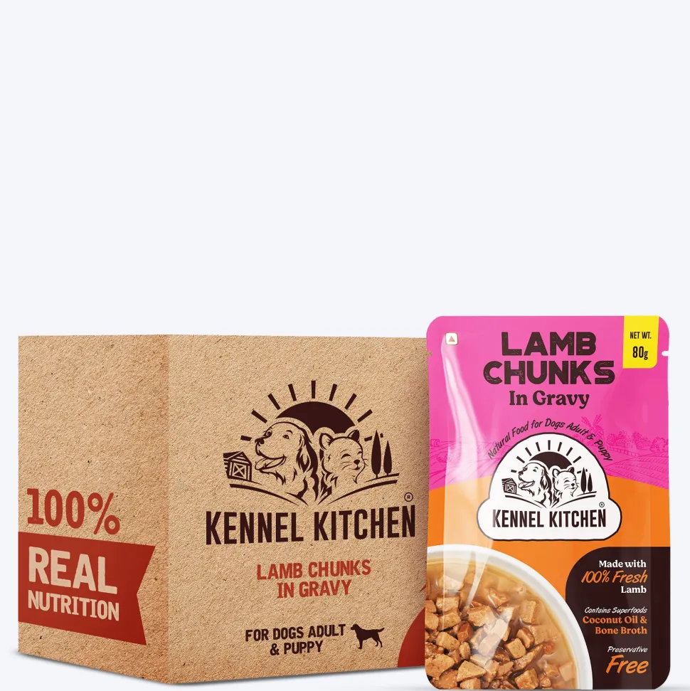 Kennel Kitchen (All Breeds & Ages) Lamb Chunks in Gravy Wet Dog Food - 80 g Packs
