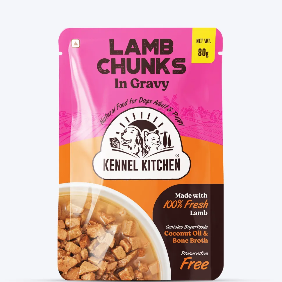 Kennel Kitchen (All Breeds & Ages) Lamb Chunks in Gravy Wet Dog Food - 80 g Packs