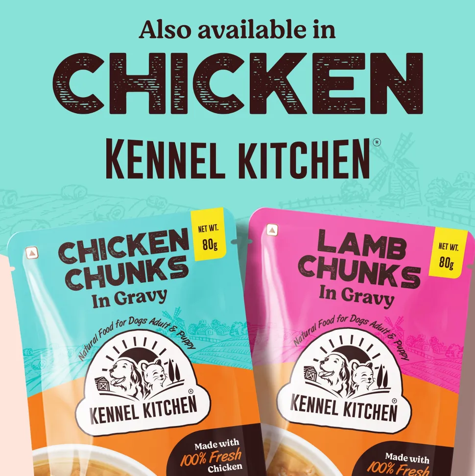 Kennel Kitchen (All Breeds & Ages) Lamb Chunks in Gravy Wet Dog Food - 80 g Packs