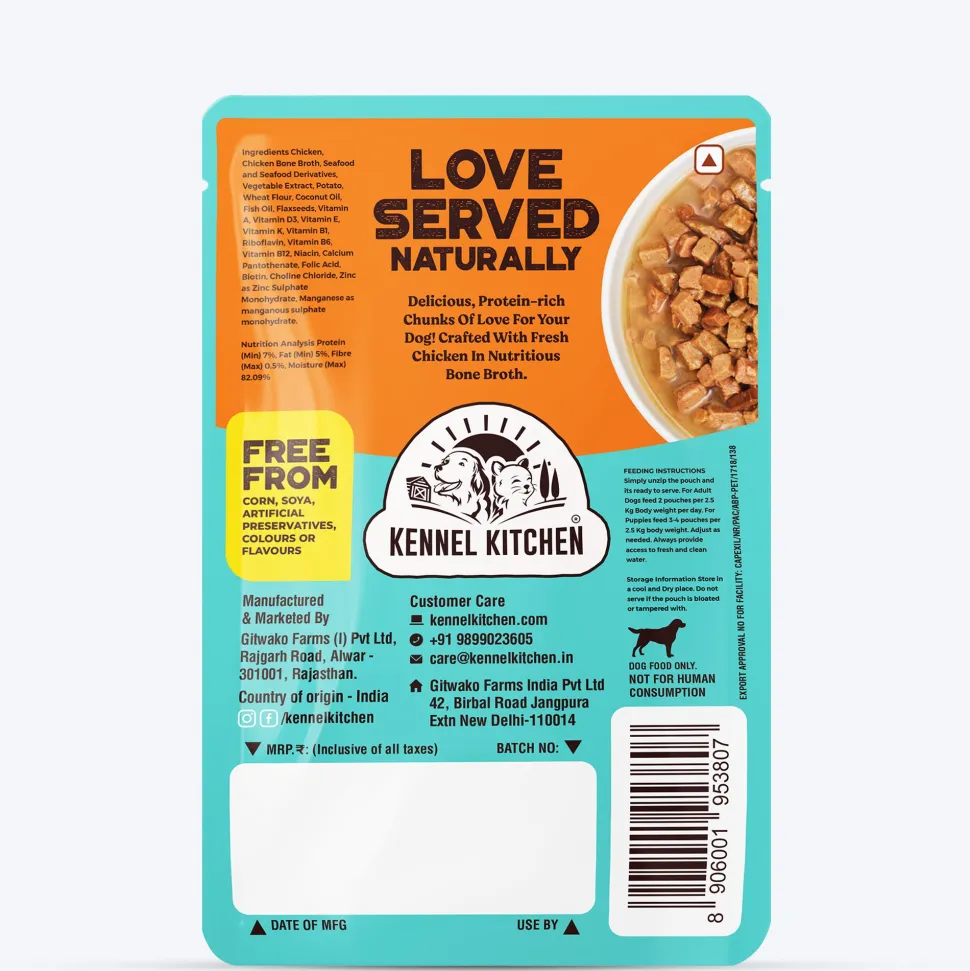 Kennel Kitchen Chicken Chunks in Gravy Wet Dog Food - 80 g packs