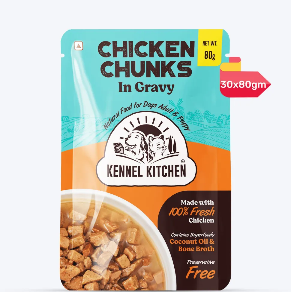 Kennel Kitchen Chicken Chunks in Gravy Wet Dog Food - 80 g packs