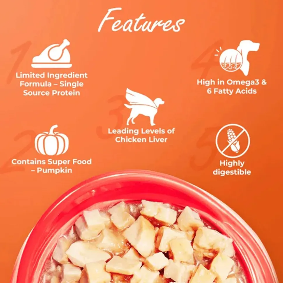 Kennel Kitchen Chicken Liver with Pumpkin Supreme Cuts In Gravy Wet Dog Food - 130 g Packs