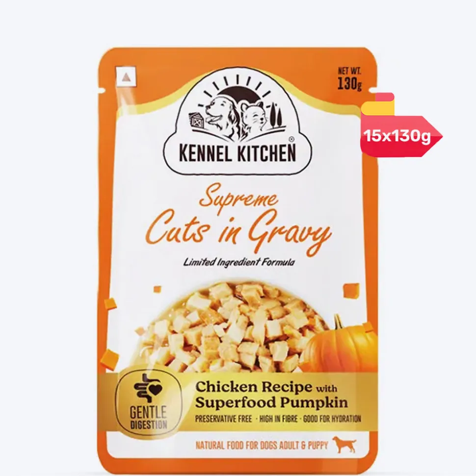 Kennel Kitchen Chicken with Pumpkin Supreme Cuts In Gravy Wet Dog Food - 130 g Packs