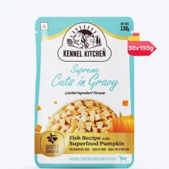 Kennel Kitchen Fish with Pumpkin Supreme Cuts In Gravy Wet Dog Food - 130 g Packs