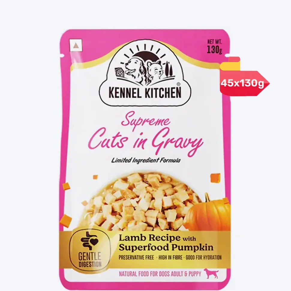 Kennel Kitchen Lamb with Pumpkin Supreme Cuts In Gravy Wet Dog Food - 130 g Packs